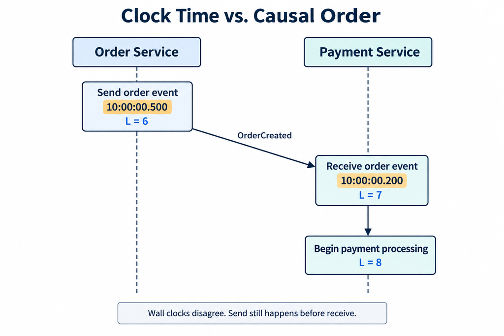 Lamport happened-before relation between send and receive events