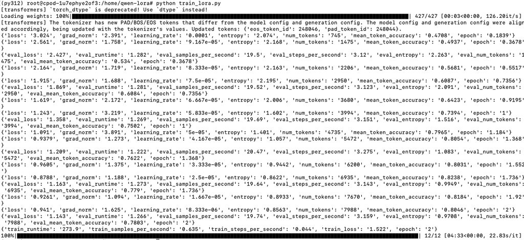 QLoRA training and evaluation workflow for support ticket classification