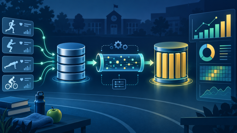Student fitness analytics data pipeline from MySQL records to ClickHouse reporting