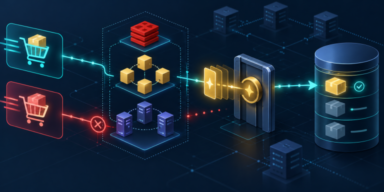 Distributed locks and fencing tokens protecting a Java inventory update from competing requests